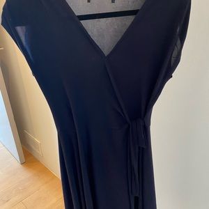 Front Tie Navy Dress